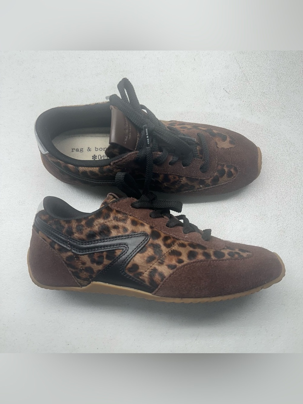 Rag & Bone Retro Runner Ultra Slim Leopard Suede Sneaker, Size 7